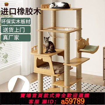 【全網低價 可打統編】實木貓爬架貓窩貓樹一體小戶型不占地布偶大貓專用穩固貓架太空艙