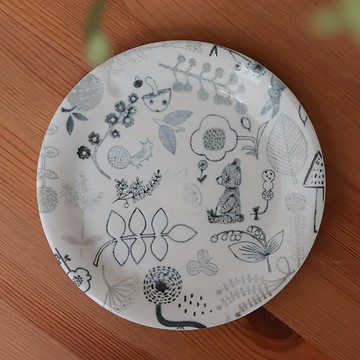 小倉陶器 加藤真治 輕量甜點盤 日本產 瓷  16.6 x 2.1cm  熊的散步日常  1個