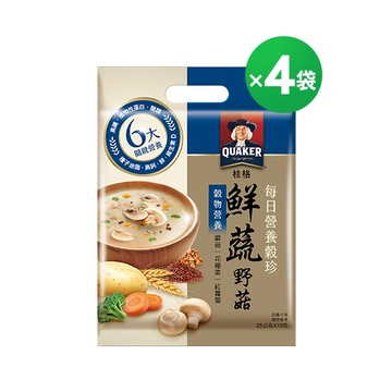 桂格 每日營養穀珍鮮蔬野菇袋裝25X10包X4袋 [任選3組送全天然五麥]