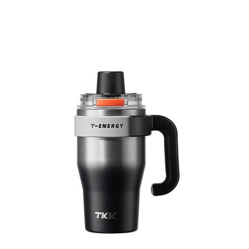 【TKK】T-One 彈蓋冰壩杯 316不鏽鋼x陶瓷噴塗 800ML-銀黑影