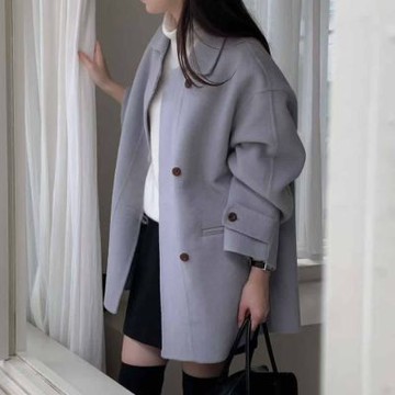 正韓外套 環扣手工羊毛呢大衣ATM1099-創翊韓都