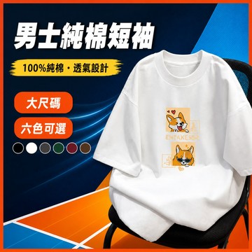 台灣出貨 100%純棉 胖子大尺碼短袖 男生 大尺碼 大版版型 美式復古 日常百搭 純棉上衣 潮流 透氣 復古 ABI3
