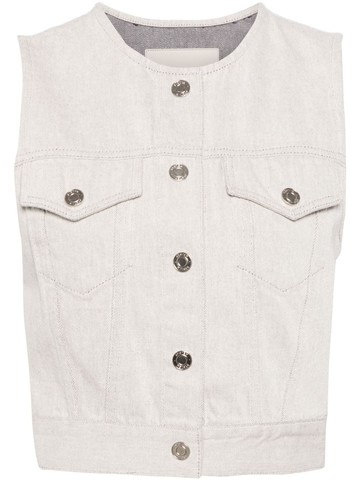 System - collarless denim vest - women - Cotton - 38 - Grey