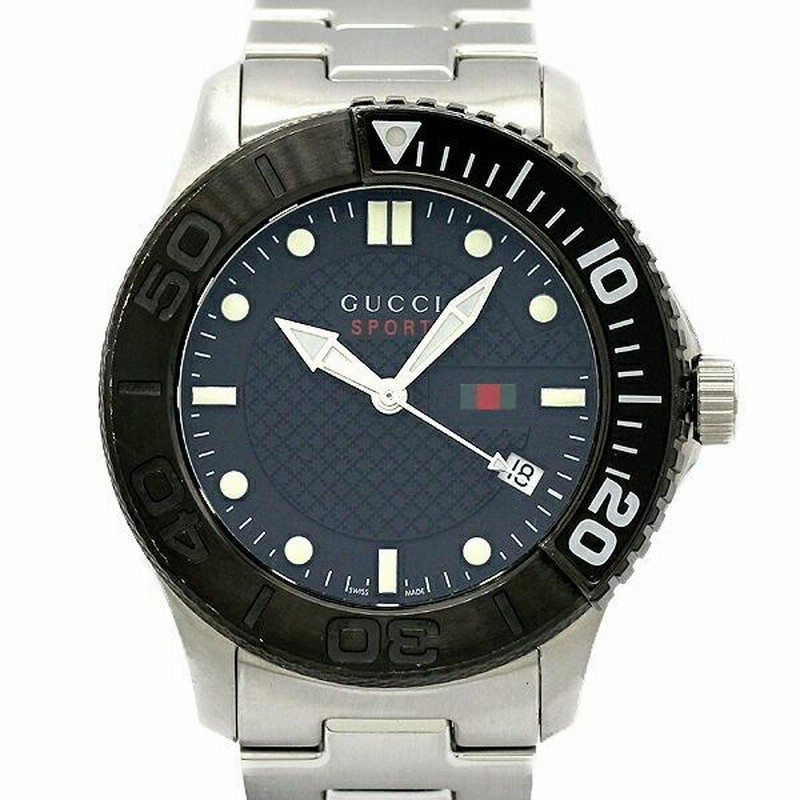 GUCCI Gタイムレス スポーツ 腕時計 ブラックダイアル 126.2 GUCCI（グッチ） 時計 Gタイムレス メンズ 黒 デイト ブラック 126.2