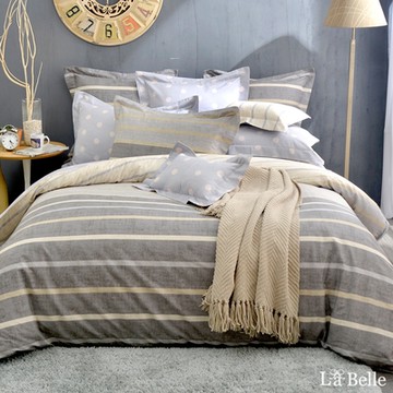 【Great Living格蕾寢飾】義大利La Belle 紳士戀人 雙人純棉防蹣抗菌吸濕排汗兩用被床包組