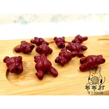 折耳兔子硃砂串珠 散珠 穿搭手鍊配件 文藝飾品配件 文玩小物 D9
