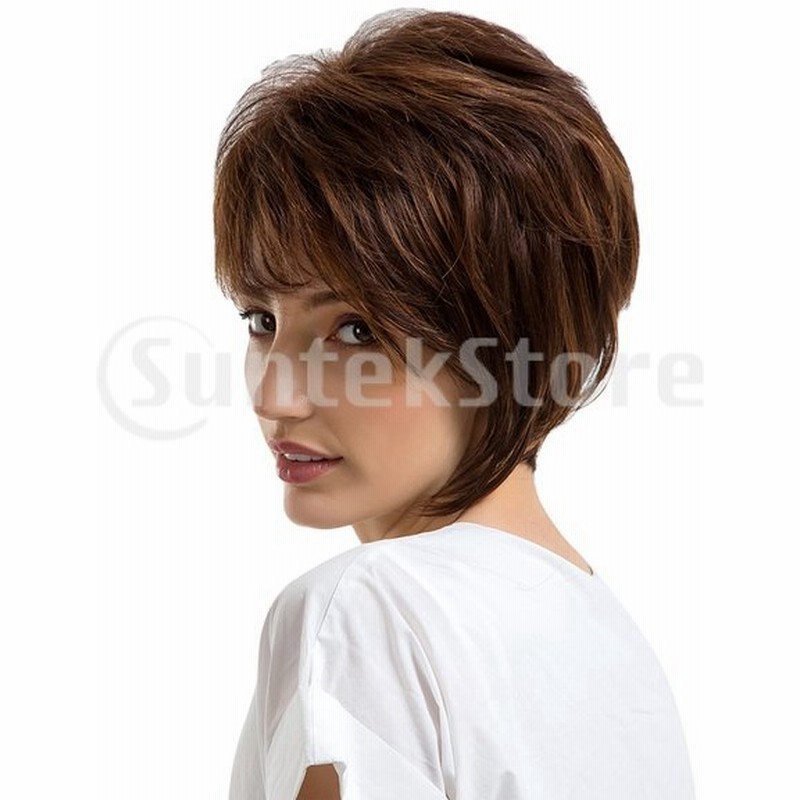 女性の短いかつら人間の髪のマロンふわふわ層ストレートウィッグ熱ok 通販 Lineポイント最大0 5 Get Lineショッピング