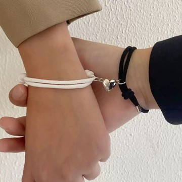 臺灣現/🎀手鏈 手串新款愛心相吸感應ins小衆設計閨蜜情侶手鍊 男女二人款編織