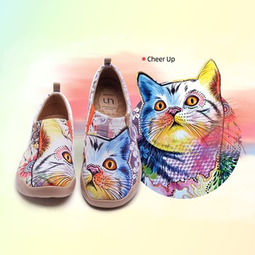 uin 西班牙原創設計 女鞋 彩虹貓咪彩繪休閒鞋W0101055