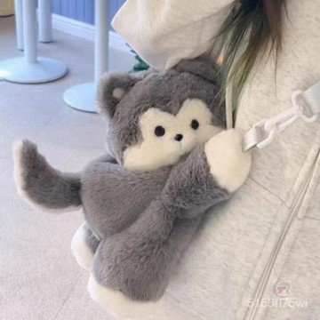 哈士奇小狗可愛趴包毛絨斜挎包少女背包玩偶公仔卡通雙肩包單肩