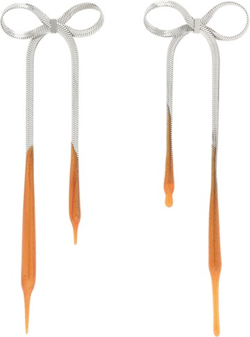 Ottolinger 银色 & 橙色 Laced Bow 耳坠