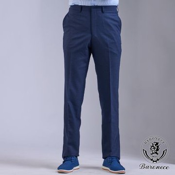 BARONECE 質感細緻網格平面西褲_藍(654759-01)