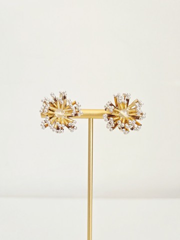 花火 - 大款茶金黃水晶耳環