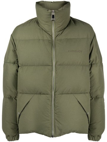 Khrisjoy - logo-print padded jacket - men - Polyamide/Polyester/Cotton/Down/Feather - 1 - Green