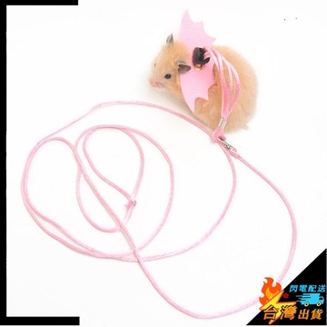 【台灣出貨】倉鼠牽引繩 松鼠 兔子 金絲熊 溜鼠繩 荷蘭豬 萬聖節惡魔翅膀 胸背牽引繩 小寵牽引繩