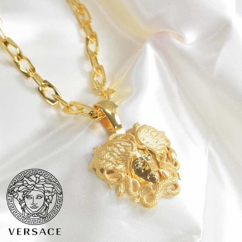 ヴェルサーチ VERSACE ネックレス BIGメデューサ メンズ ゴールド