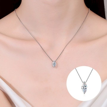 s925純銀鋯石款鎖骨項鍊之人魚的眼淚 附馬卡收納盒