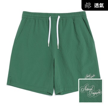 男裝 泡泡紗中長短褲 - 綠色