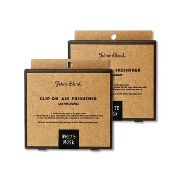 (2盒超值組)日本Johns Blend-汽車空調出風口專用方形夾式消臭空氣芳香劑1入/盒-白麝香(33-1)(車用擴香,車內固體香氛,去味約30天)