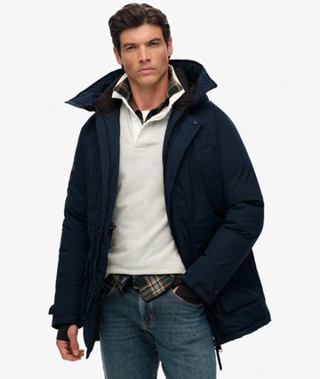 Superdry Men's City Padded Parka Coat Navy Size: M
