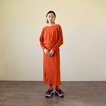 【NaSuBi Vintage】流麗輪廓純色毛料古著洋裝