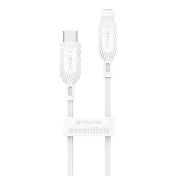 mophie essentials 編織快速充電傳輸線 USB-C to Lightning 適用於所有支援Lightning充電設備  200cm  白色  1條