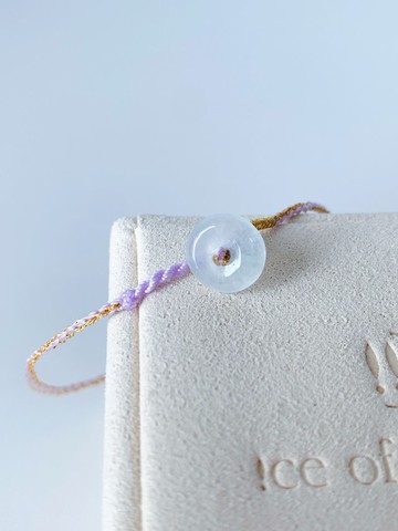 手工編製迷你天然翡翠A玉平安扣手繩 能量石