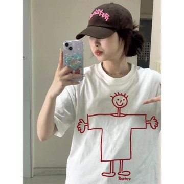 已售9642件💖赤道少女 純棉 短袖T恤 白色短袖上衣 oversize 潮牌衣服 設計感上衣 寬鬆上衣 韓系 夏天衣