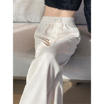 CUV燈芯絨窄版闊腿褲女小個子冬季2026新款大碼加絨雪尼爾直筒褲