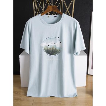 撤柜剪標男裝 夏季2025年時尚印花舒適簡約休閑百搭圓領短袖t恤潮