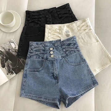 S~5XL 女生大尺碼牛仔休閒短褲 女生短褲 短褲女胖mm高腰新款遮肚顯瘦寬鬆闊腿A字熱褲ins潮學院風時尚百搭