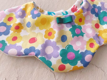 豔陽花開中     360度手工純棉六層紗花瓣環狀圍兜/可雙面用