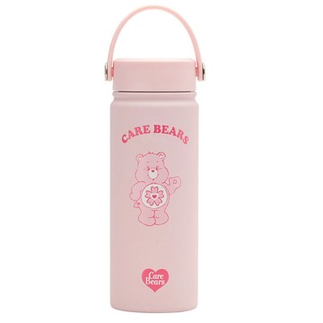 【Grace Gift】保溫瓶【Care Bears-櫻花季限定 櫻花小熊手提式304不鏽鋼保溫瓶(500ml)】1色