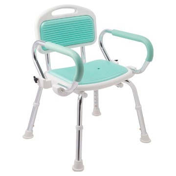 Sunlus 三樂事 扶手可收折軟墊洗澡椅  綠色 + 白色  1個
