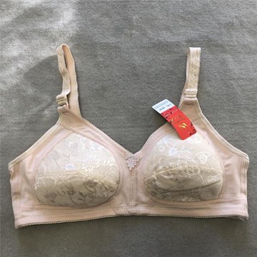 奇人花女彩棉內衣夏款媽媽內衣蕾絲薄款無鋼圈舒適全罩杯大碼胸罩