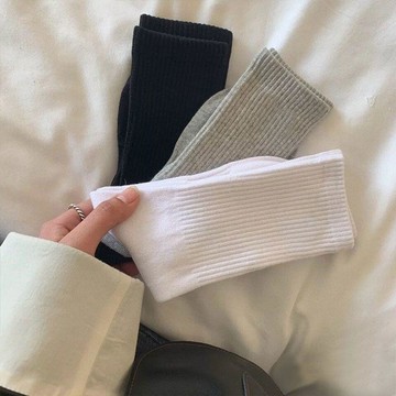 中筒袜 ▎襪子女中筒襪ins潮百搭純色糖果色長筒高腰學生情侶運動襪子男款00