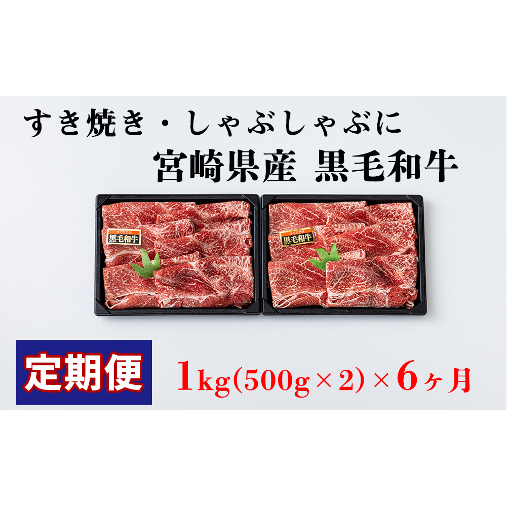 宮崎県産 黒毛 和牛 スライス 1kg (500g×2) ×6回 すき焼き しゃぶしゃぶ ウデ