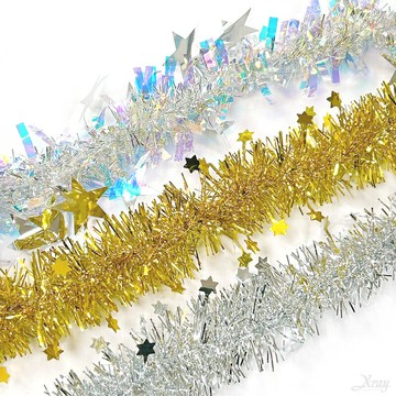 小星星聖誕彩條（5色），聖誕節 彩條 聖誕佈置 金蔥條 櫥窗 店面裝飾 道具，X射線【X490004】