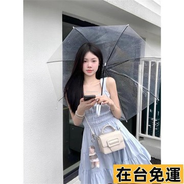 🔥台灣發出🔥 顯白少女收腰奶藍色吊帶洋裝小個子裙子 多巴胺穿搭吊帶裙子 褶皺洋裝 連身裙