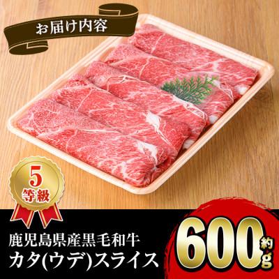 ふるさと納税 阿久根市 鹿児島県産黒毛和牛 5等級カタ(ウデ)スライス約600g akune-2-337