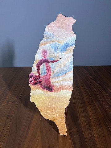 台灣小島系列壓克力繪畫-巡航的軌跡