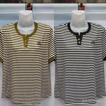 臺灣出貨🔥媽媽夏天條短袖T恤女2024新款中年大碼衫薄款半袖遮肚子上衣