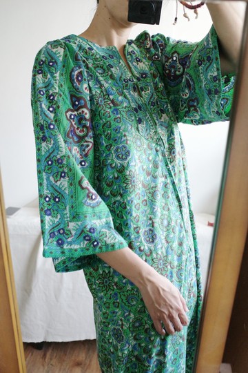 Vintage Romona Rull dress 嬉皮逸品 70s 巴基斯坦手工蓋印洋裝