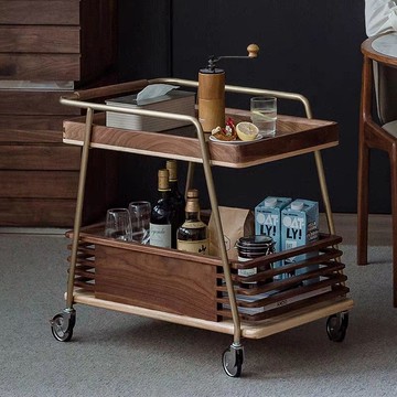 北歐實木移動復古收納小推車家用小戶型客廳網紅帶輪簡約沙發邊幾197SFY 快速出貨