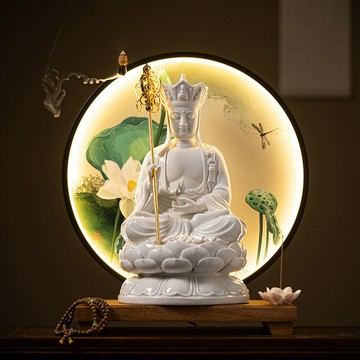 佛像 宗教擺件 家居擺件陶瓷禪意地藏王菩薩佛像地藏王倒流香爐工藝品家居客廳擺件香薰爐