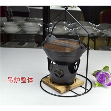 商用螺紋吊鍋家用手挽鐵鍋鑄鐵板燒鋁螺紋鍋出口日式小吊鍋爐子