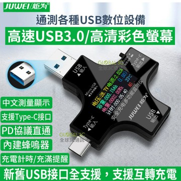 炬為 彩色版 電壓 電流 檢測儀 測試器 全功能 Type-C+USB 輸出 可測QC PD 多功能