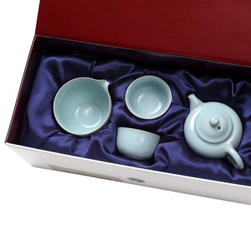 青瓷汝窯(提香壺+公杯+2品香杯)4入禮盒