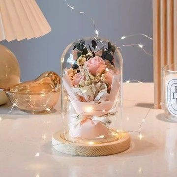 【Missing想念你】粉玫瑰玻璃罩花束 ｜細心灌溉開出驕傲的花！畢業季-畢業禮物/畢業花束/巨蟹座生日禮物/母親節花束 -母親節禮物/七夕情人節禮物/