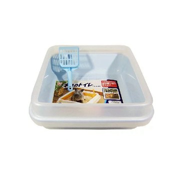 IRIS OHYAMA 愛麗思歐雅瑪 雙層貓便盆  41x41x15cm  青色  1個